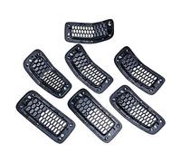 Griglie Anteriori 7pcs Per Jeep Per Cherokee 2014-2018 Maglia A Nido D'ape Griglia Griglia Inserto Trim Anello Copertura Accessori Auto(A)
