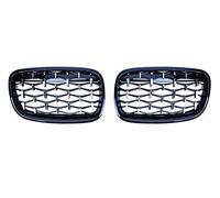 Griglie Anteriori Auto Maglia Paraurti Anteriore Griglia Diamante Rene Griglia Per BMW X5 X6 E70 E71 2008-2013 Chrome Meteor Stile Griglie(Black and Silver)