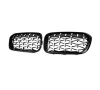 Griglie Anteriori Per BMW Serie 1 F20 F21 2015 2016 2017, Griglie Paraurti Anteriore, Griglie Racing, Griglie A Diamante, Griglie Argentate, Accessori Grill Anteriore(Black Silver)