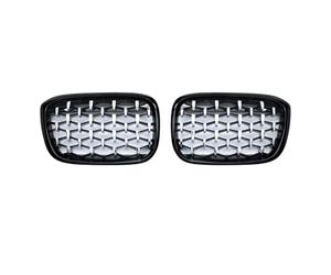 Griglie del radiatore per Auto per X3 X4 G01 G08 G02 2017-2021 Diamond Grills Meteor Style Griglia di Ricambio Griglia paraurti Anteriore per Auto (Argento e Nero)