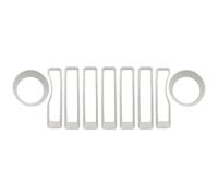 Griglie Di Anteriore 9 Pezzi Per Jeep Per Wrangler JL 2018-2022 Griglia A Maglie Inserto + Copertura Faro E Indicatori Di Direzione Griglia Auto(9 pieces white)