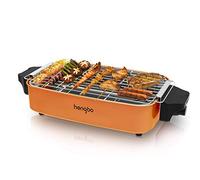 Griglie Elettriche Senza Fumo Elettrica Barbecue Elettrico da Tavolo Acciaio per Interni ed Esterni, Termostato Regolabile, 1800W - Arancione