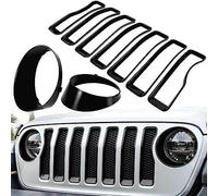 Griglie per auto Inserto Griglia Anteriore E Copertura Fari Per Jeep Per Wrangler JL JLU Unlimited Sport 2018-2022 Accessori Esterni