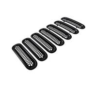 Griglie radiatore anteriori per auto Inserti In Rete Per Griglia Anteriore A Doppio Rene E Copertura Fari Per Jeep Per Wrangler JK 2007-2018(7pcs Set Black)