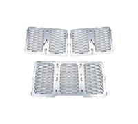 Griglie Radiatori Doppio Nero Opaco Argento Inserto Nido D'ape Inserto Griglia Rete Kit Inserti Griglia Anteriore Inserti Rete Per Jeep Per Grand Per Cherokee 2014 2015 2016(D'argento)