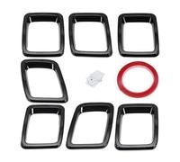 Griglie Radiatori Per Jeep Per Compass 2017-2019 2020 Inserti Copertura Griglia Anteriore Auto 7 Pezzi Griglia Anello Inserti Telaio Kit Finiture Griglia Del Paraurti(Black)
