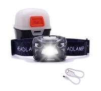GRIGNETTA Torcia frontale LED 5W con Light Box, 500 Lumen, pila frontale ricaricabile USB con sensore, impermeabile IPX4, con custodia, escursionismo running pesca trekking campeggio outdoor ciclismo
