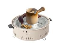 Grill a carbone portatile da campeggio, piccola griglia a carbone - piccola griglia con manico antiscottatura | carbone per griglia da tavolo, doppi metodi di arrosto, stufa a carbone rotonda per