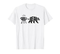 Grill And Bear It Funny Dad Father Papa Barbecue Testo Scuro Maglietta