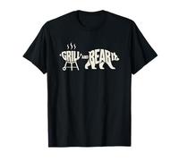 Grill And Bear It Funny Dad Papa Barbecue Tipografia Maglietta