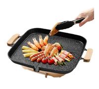 Grill antiaderente per fornelli, padelle per grigliare per barbecue da esterno - Padella per grigliare | Padella antiaderente quadrata per svuotamento del grasso incorporata, design a fondo per