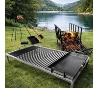 Grill Argentino con moduli in ferro rimovibili + Braciere + Attrezzi per il fuoco - Grill Argentina - BBQ Parrilla Asado - Sor Pampa Grill (Grill con modulo piastra in ferro) Cod 003. (91 x 51 cm)