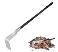 Grill Ash Rake Hoe - Carbone ad alte prestazioni BBQ Rake, strumento di pulizia in acciaio inox, design curvo, uso della griglia per pizza, manico resistente al calore per una pulizia sicura
