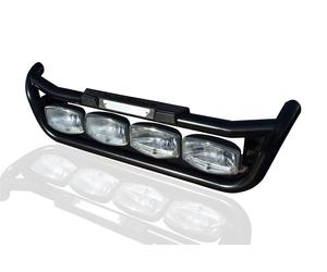 Grill Bar + Jumbo LED Spots + Step Pads + Side LEDs Per Volvo FH4 13-21 NERO
