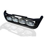 Grill Bar + Step Pad + LED Laterali Amber Per Renault Lander Acciaio Inox NERO