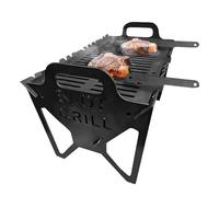 Grill Barbecue Pieghevole - Barbecue a carbone pieghevole | Grill da campeggio con vassoio per le bevande, supporto robusto griglia per affumicatore per cottura all'aperto, giardino, balcone, spiaggia