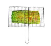 Grill Basket - Stainless Steel Fish Grill Basket Grilling Vegetables | Meat Holder Clamp for BBQ Outdoor Kitchen Fish Chicken Steak Shrimp Camping Picnic | Sauce Bottle Brush Carrying P