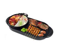 Grill elettrico 2 in 1 e pentola elettrica portatile multi-fornello per barbecue interno, grigliare e cucinare con teglia rimovibile - combinazione doppia barbecue e pentola calda