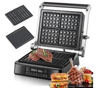 Grill Elettrico e pressa per panini 3-in-1 Sandwich Toaste Maker con 5 modalità Automatiche, 1800W Waffle Maker per arrostire, cuocere al Forno