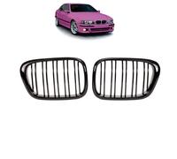 Grill Kühlergrill Doppio Aste LLCTOOLS Per BMW 5 E39 Frontale Nero Lucido