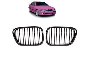 Grill Kühlergrill Doppio Aste LLCTOOLS Per BMW 5 E39 Frontale Nero Lucido