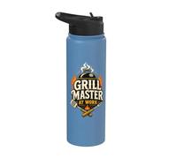 Grill Master At Work BBQ Spatula Fire Stainless Steel Insulated Water Bottle
