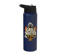 Grill Master At Work BBQ Spatula Fire Stainless Steel Insulated Water Bottle