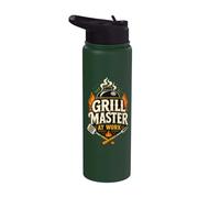 Grill Master At Work BBQ Spatula Fire Stainless Steel Insulated Water Bottle