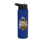 Grill Master At Work BBQ Spatula Fire Stainless Steel Insulated Water Bottle