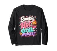 Grill-Master BBQ Grill Backyard Cookout Design Graphic Party Maglia a Manica