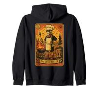 Grill Master - Carta dei Tarocchi Vintage Skeleton BBQ Chef Felpa con Cappuccio