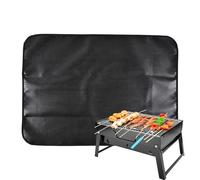 Grill Mat, Fireproof Mat, Double Sided Fire Resistant Waterproof Foldable Design Black, Bbq Floor Pad for Picnic, Outdoor Dining, Balcony, Camping Trip, and Wood Stove