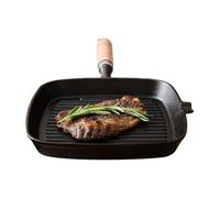 Grill Pan, Nonstick Square Frying Griddle with Ergonomic Heat Resistant Handle, Cast Iron Cookware for Panini Burgers Bacon Breakfast Kitchen Cooking Indoor, 24 x 3 cm