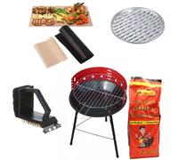 Grill-Party 5er-Set Holzkohlegrilll Acciaio 1x 2,5 KG Carbonella 3er Grillschal