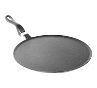 Grill Piatta Antiaderente 28cm | Grill in Alluminio | Grill Piatta in Alluminio Pressofuso per Crepes | Padella Antiaderente Rotonda con Manico in Bachelite