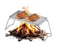 Grill Rack, Foldable Cooking Grid Tool, Portable Steel Griddle Base, Ideal for Yard, Gathering, Backpacking, Fire Pit, Fishing, Mushroom, Vegetable and Chicken