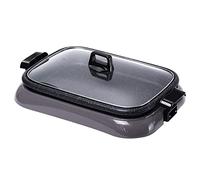 Grill Senza Fumo per Interni, con Coperchio in Vetro Temperato, Piastra Grill per il Controllo Della Temperatura di Balconi Interni, Facile da Pulire, Black
