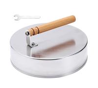 Grill Steaming Cover, Ergonomic Melting Dome Basting Cover, Stainless Steel, Wood Steaming Cover Heavy Duty Bbq Accessories for Chef Flat Top Griddle Grill Cooking, 8.26x8.26x3.93 Inches
