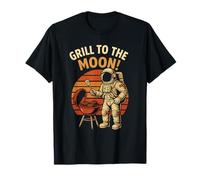 Grill to the Moon Astronaut BBQ divertente spazio umorismo Cookout Maglietta