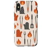 Grill Tools and Fire Icons Minimal BBQ Pattern Custodia per iPhone X/XS