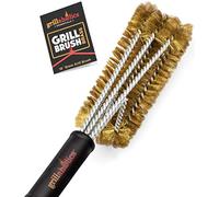 Grillaholics Essentials - Spazzola per griglia in ottone, con setole in ottone morbido, per una pulizia sicura di griglie in porcellana e ceramica