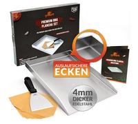 Grillart® Piastra Premium Plancha 30 x 40 cm, acciaio inox 4 mm, spatola, universale, induction, lavastoviglie, antiruggine