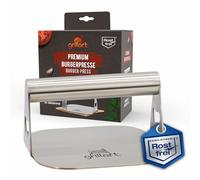 grillart® Pressa per hamburger in acciaio inox di alta qualità per hamburger Smashed con 30 pezzi di carta per hamburger - Burger Smasher per Plancha & Teppanyaki - Pressa per barbecue in acciaio inox