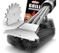 Grillart - Spazzola per barbecue e raschietto, 45,5 cm, con setole metalliche e doppio raschietto, per la pulizia di griglie di barbecue a gas/carbone, accessori per barbecue universali