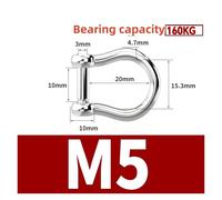 Grilli a D diritti M5 M6 M8 M10 M12 in acciaio inossidabile 304 corto, con vite a esagono incassato, ganci for grilli a D, attrezzatura for barche(G-M5-2Pcs)