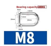 Grilli a D diritti M5 M6 M8 M10 M12 in acciaio inossidabile 304 corto, con vite a esagono incassato, ganci for grilli a D, attrezzatura for barche(D-M8-1Pcs)