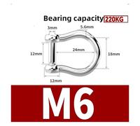 Grilli a D diritti M5 M6 M8 M10 M12 in acciaio inossidabile 304 corto, con vite a esagono incassato, ganci for grilli a D, attrezzatura for barche(G-M6-2Pcs)