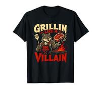 Grillin Like a Villain Funny BBQ Master Wolf Grilling Maglietta