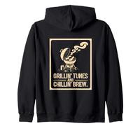 Grillin' Tunes e Chillin' Brew BBQ Chill Vibes Felpa con Cappuccio
