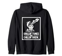 Grillin' Tunes e Chillin' Brew BBQ Chill Vibes Felpa con Cappuccio